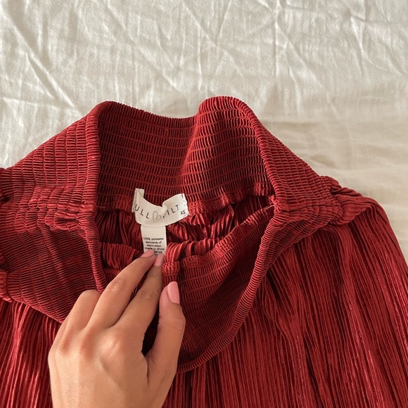 Tilly's Juniors Cute Burnt Orange Elastic Waist Short Skirt Pleated - Picture 3 of 3